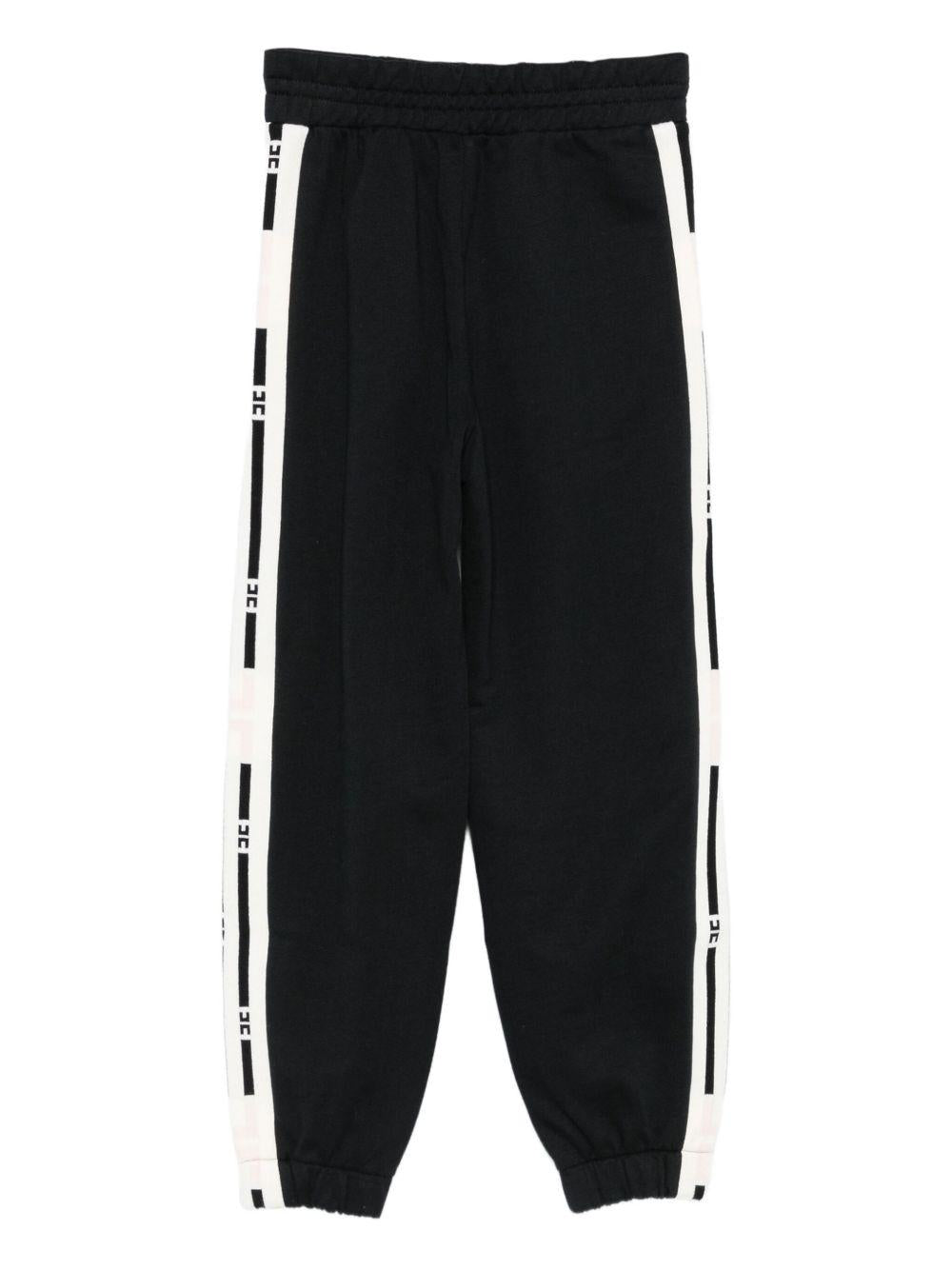 Pantaloni sportivi per bambina Elisabetta Franchi La Mia Bambina nero con righe laterali - Rubino Kids