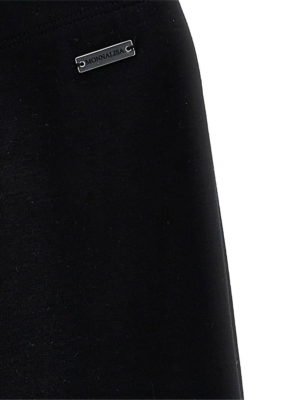Pantaloni sportivi per bambina Monnalisa neri con dettaglio placca logo - Rubino Kids