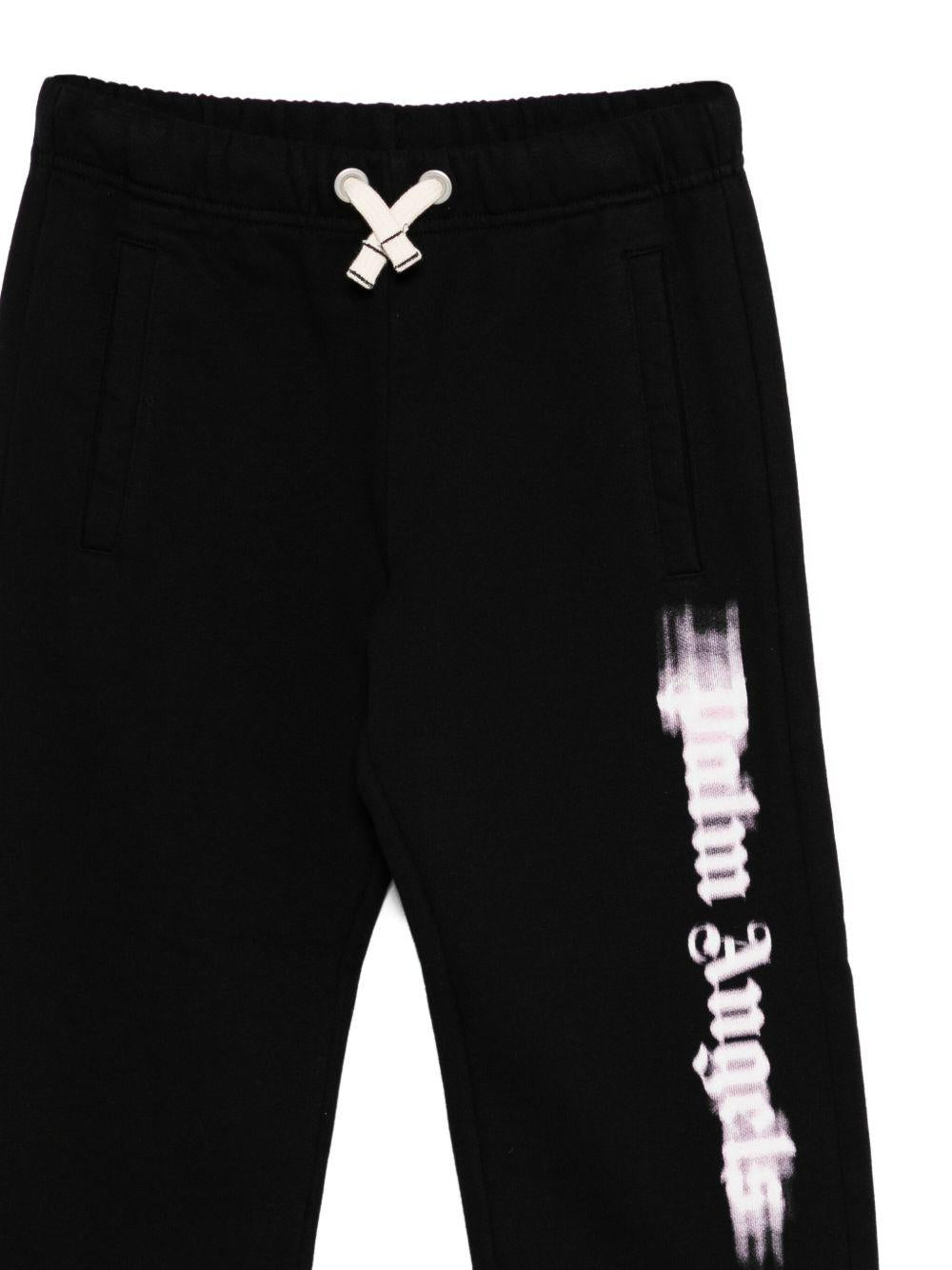 Pantaloni sportivi per bambina Palm Angels Kids nero con stampa - Rubino Kids