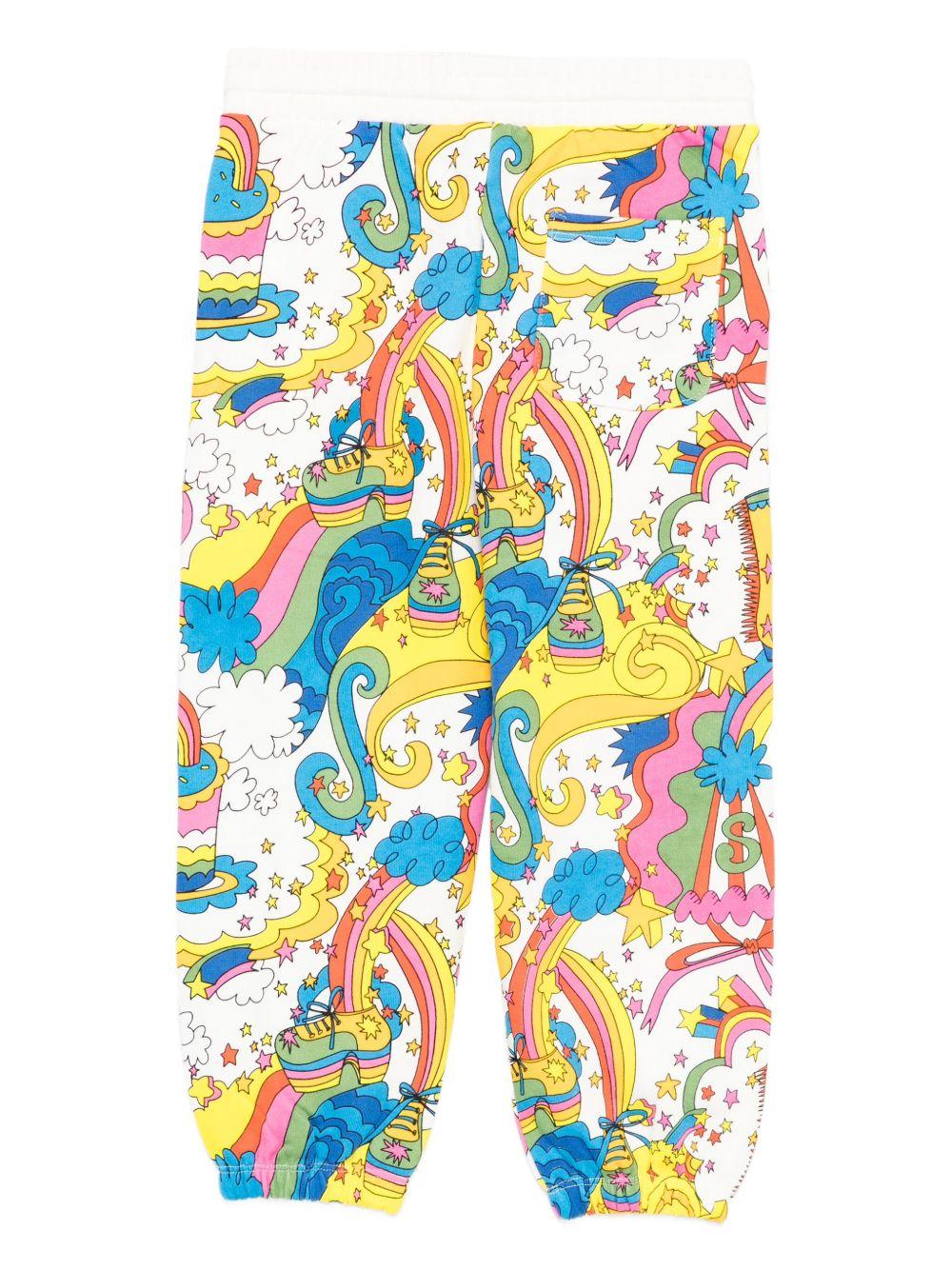 Pantaloni sportivi per bambina Stella McCartney Kids bianco con stampa grafica - Rubino Kids