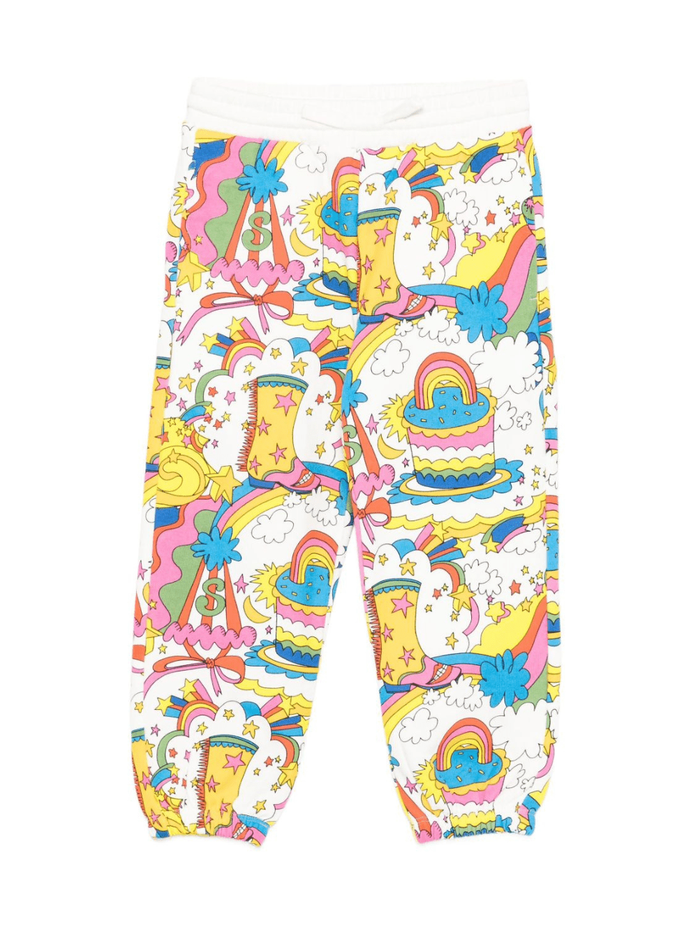 Pantaloni sportivi per bambina Stella McCartney Kids bianco con stampa grafica - Rubino Kids