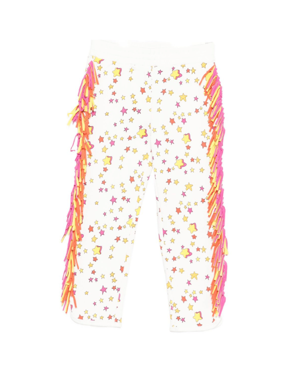 Pantaloni sportivi per bambina Stella McCartney Kids bianco con stampa stelle e frange - Rubino Kids