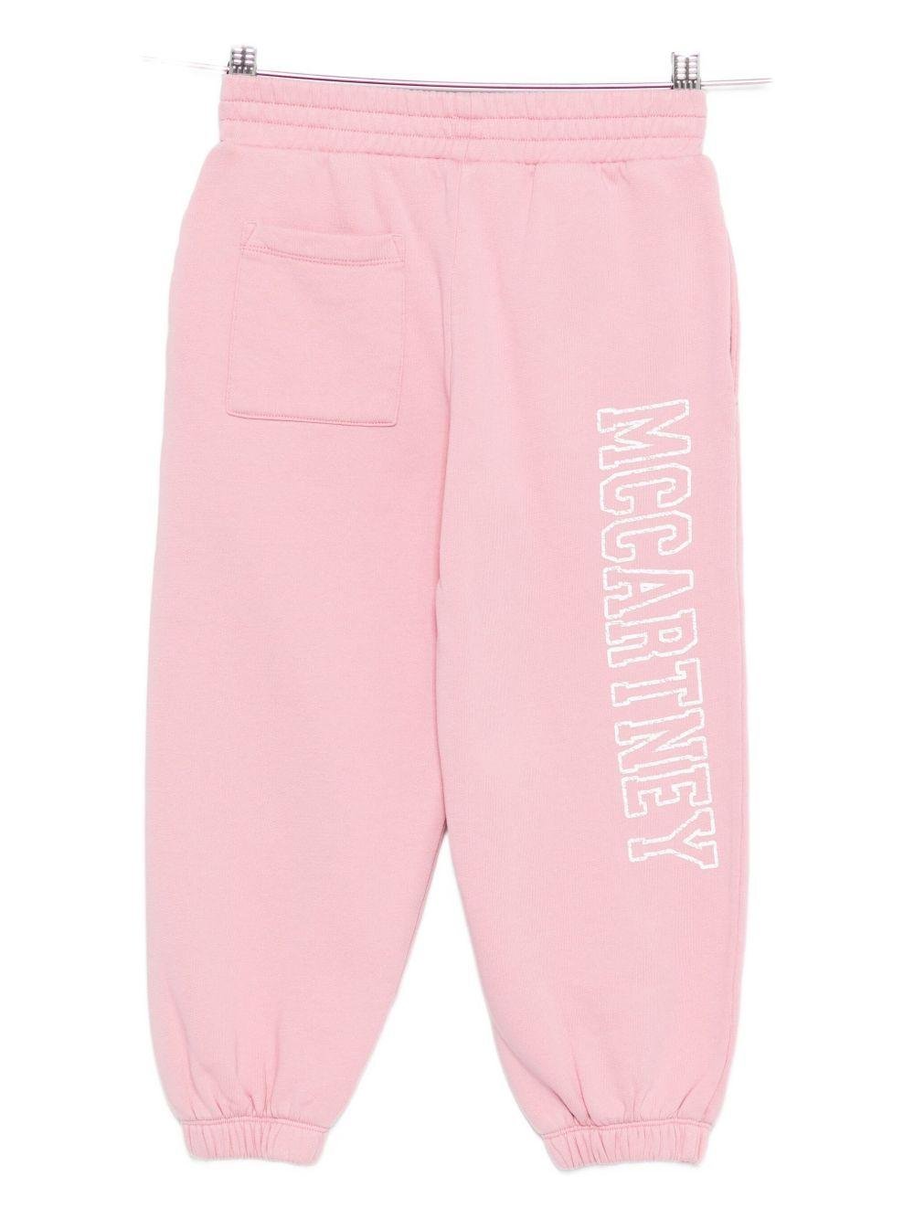 Pantaloni sportivi per bambina Stella McCartney Kids rosa con stampa logo sulla gamba - Rubino Kids