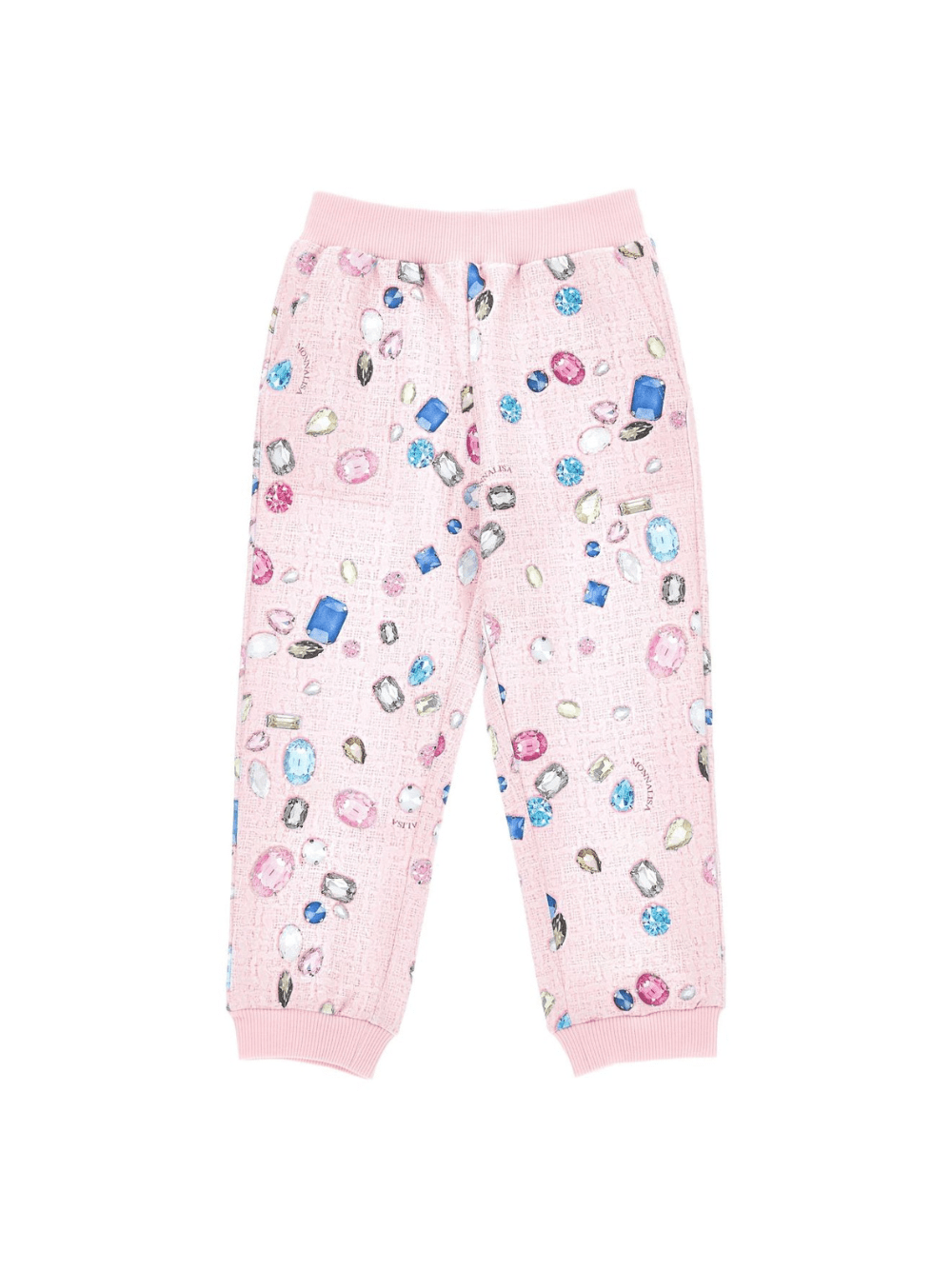Pantaloni sportivi per bambina Stitch Disney x Monnalisa rosa con stampa gemme - Rubino Kids