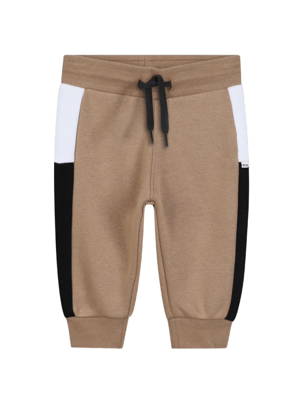 Pantaloni sportivi per bambino Boss Kids beige con inserti laterali a contrasto - Rubino Kids