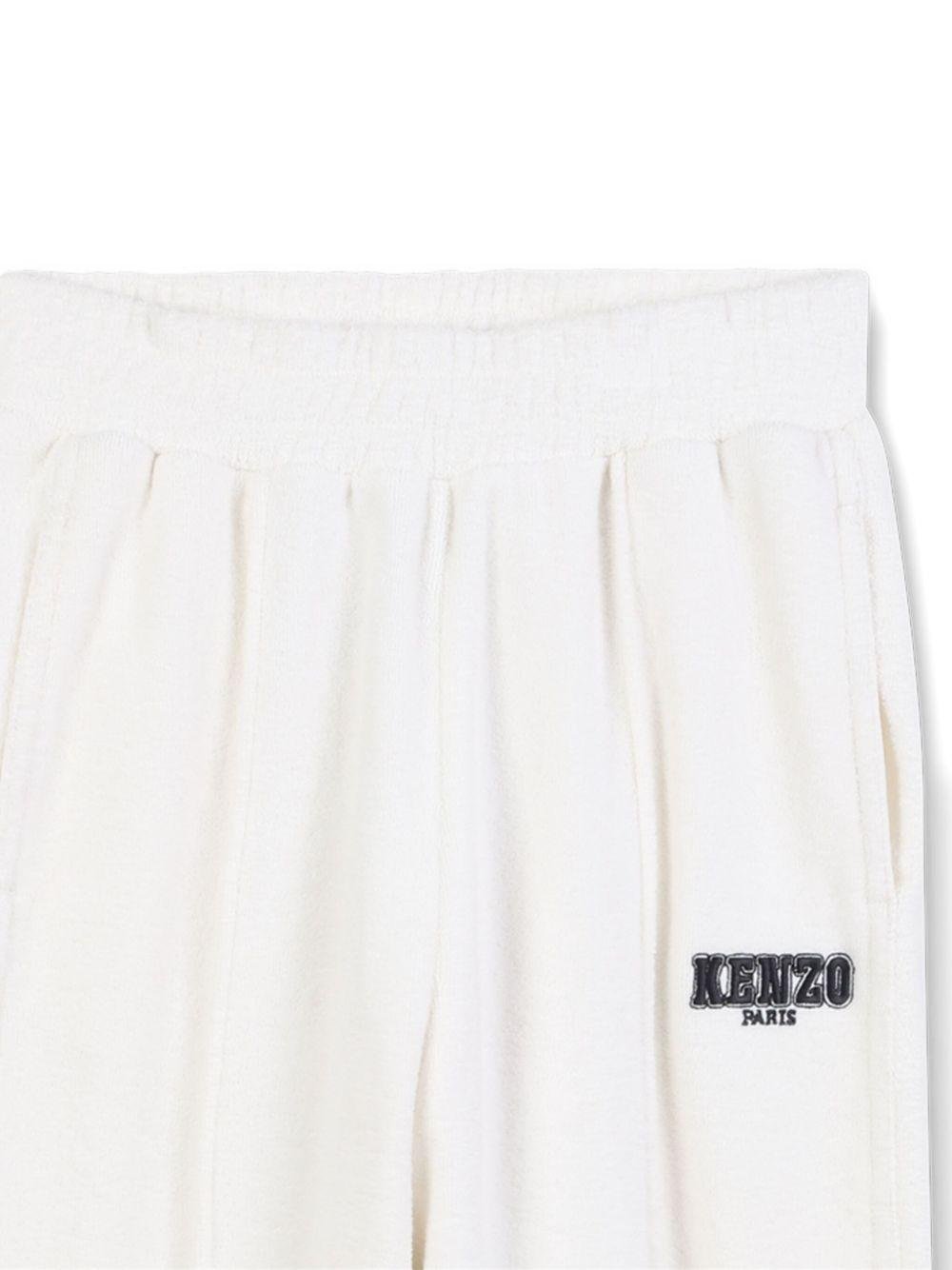 Pantaloni sportivi per bambino Kenzo Kids bianchi con logo ricamato - Rubino Kids