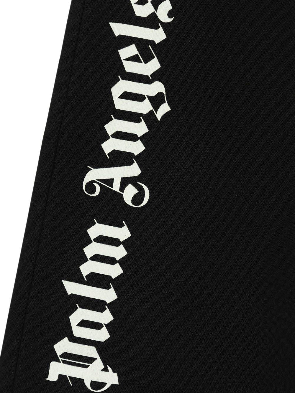 Pantaloni sportivi per bambino Palm Angels Kids neri con logo sul davanti - Rubino Kids