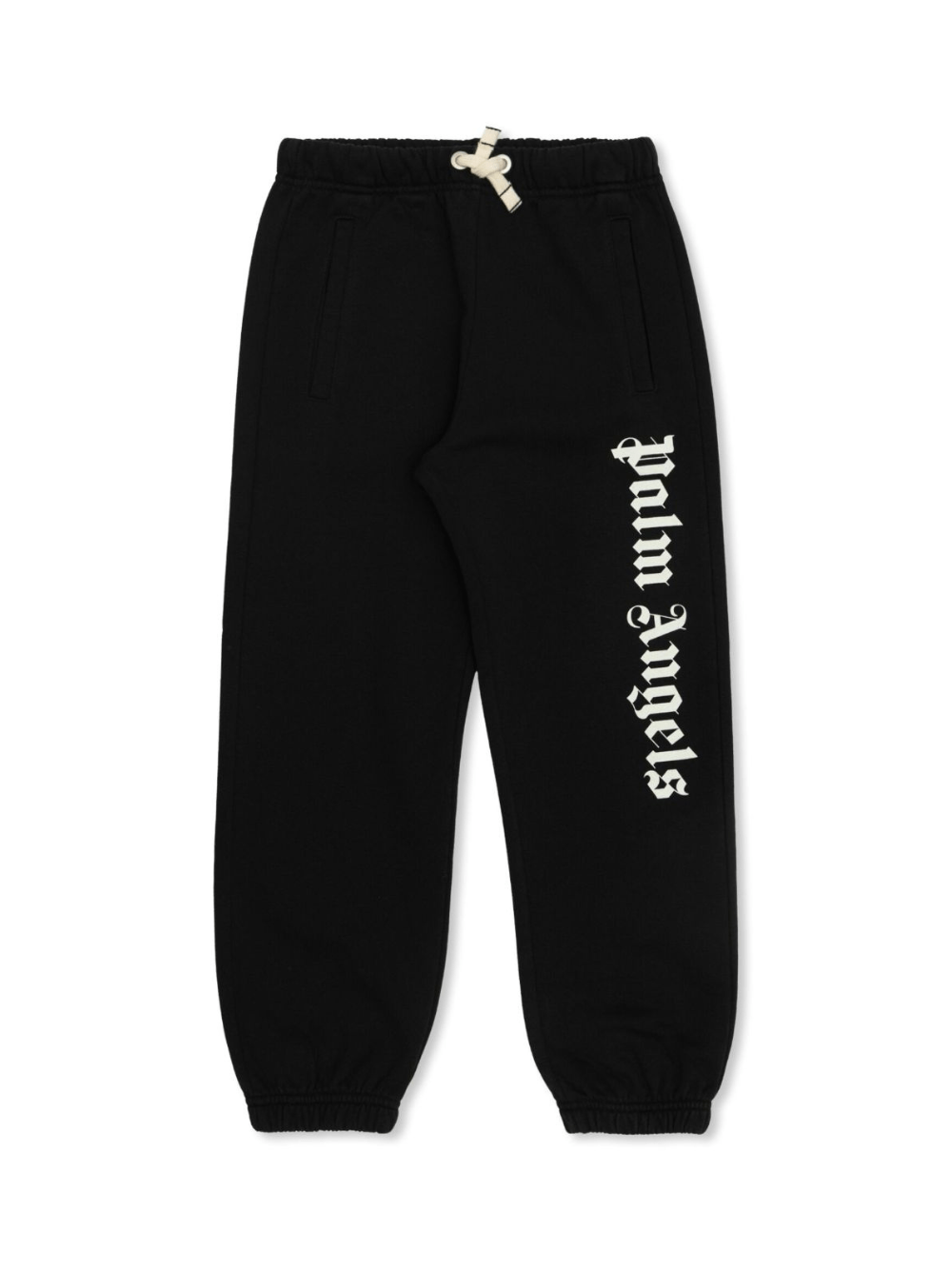 Pantaloni sportivi per bambino Palm Angels Kids neri con logo sul davanti - Rubino Kids