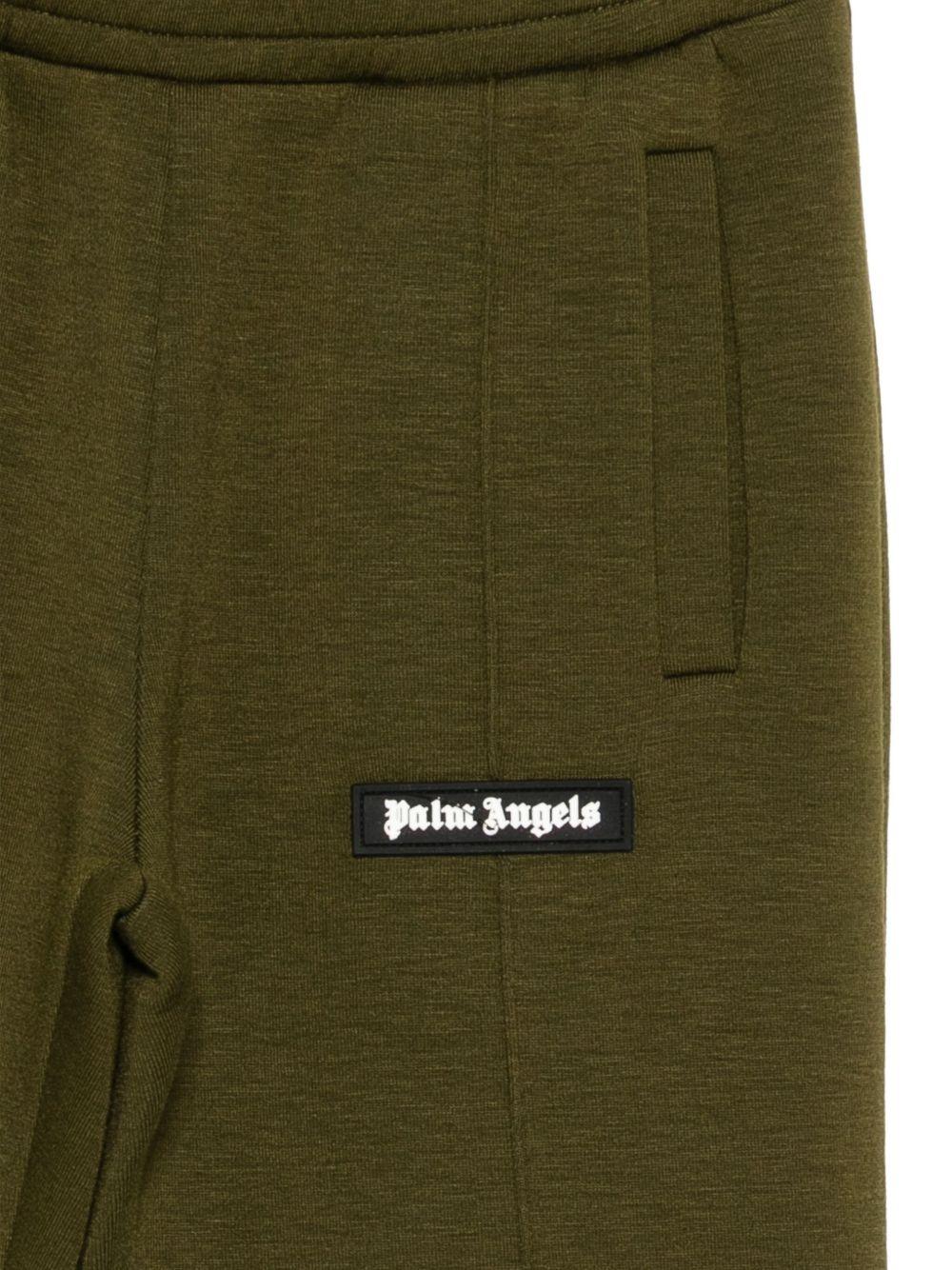 Pantaloni sportivi per bambino Palm Angels Kids verdi con applicazione con logo - Rubino Kids
