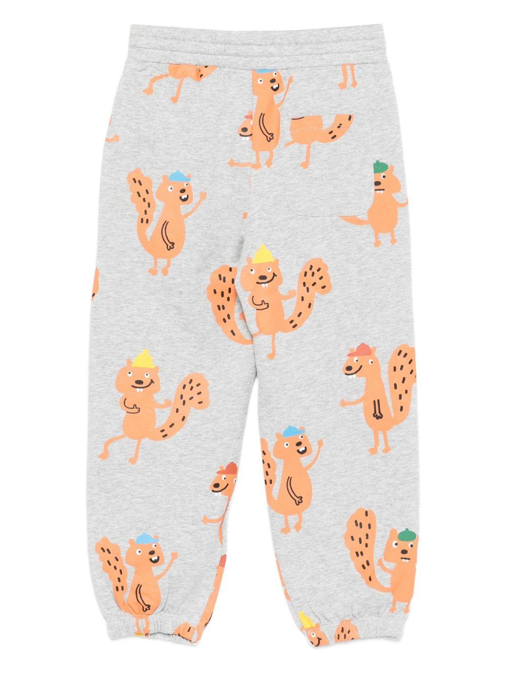 Pantaloni sportivi per bambino Stella McCartney grigi con stampa scoiattolo - Rubino Kids