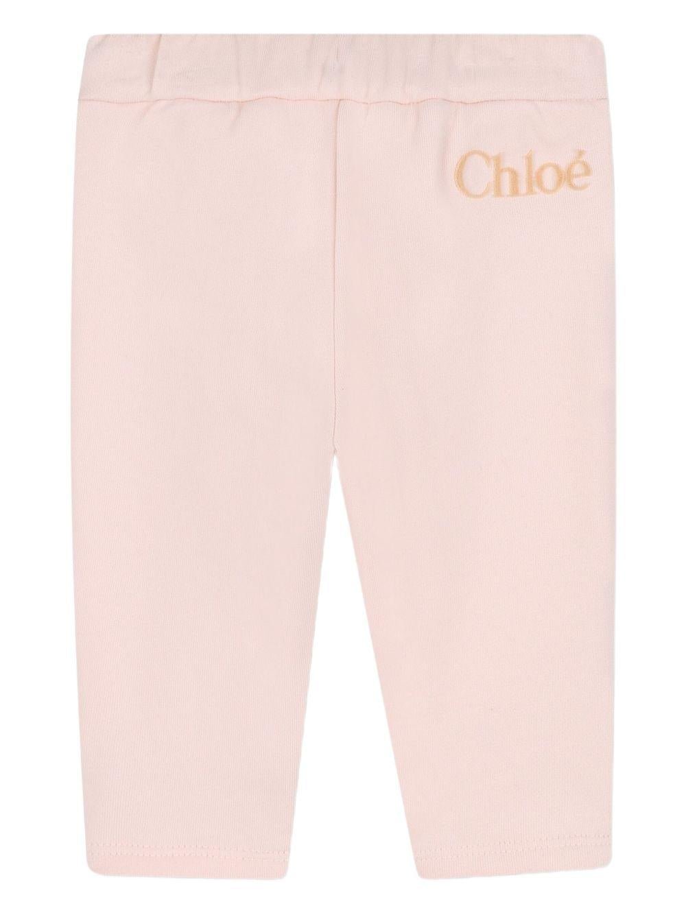 Pantaloni sportivi per neonata Chloé Kids rosa in cotone con vita elasticizzata - Rubino Kids