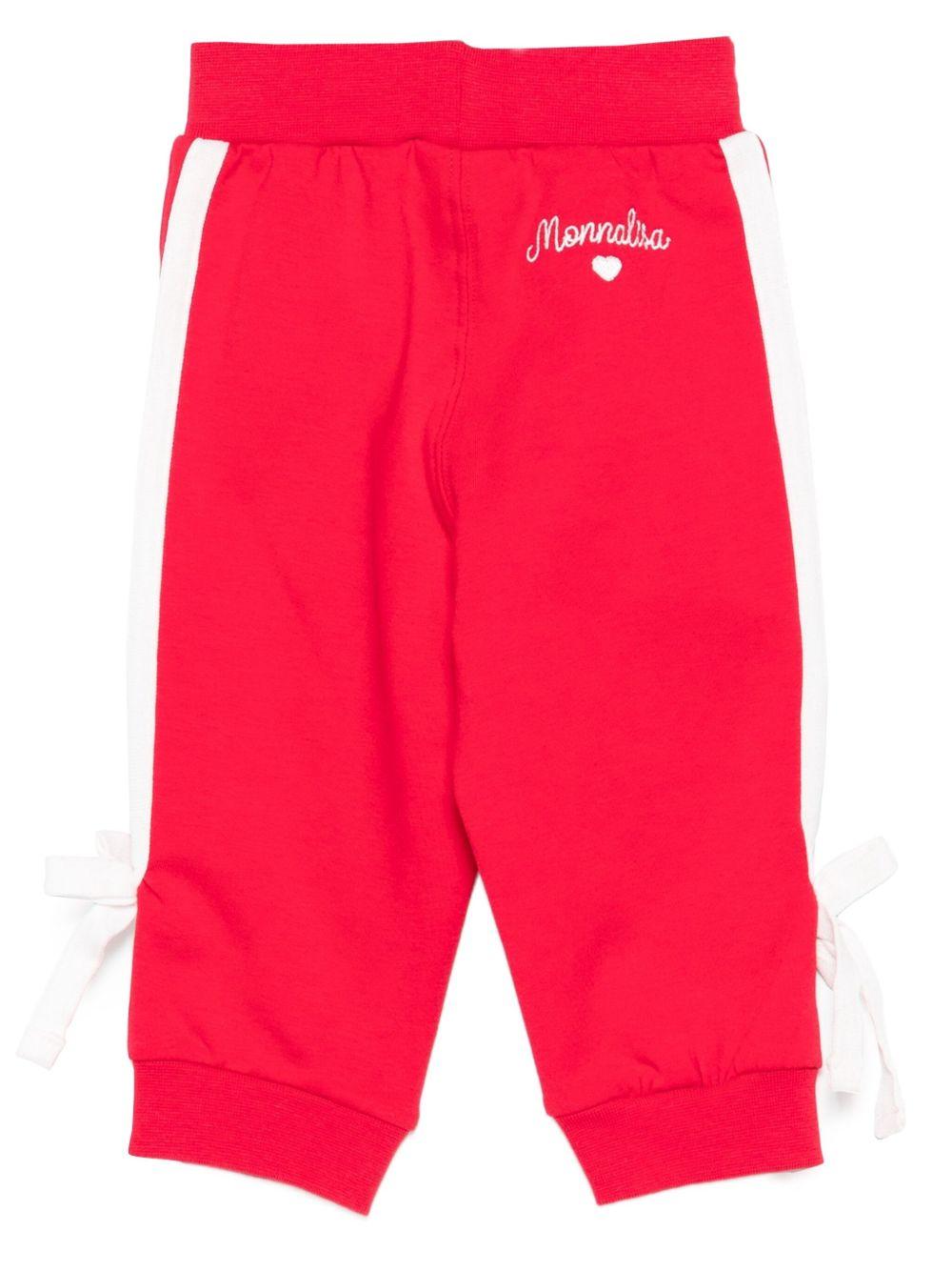 Pantaloni sportivi per neonata Monnalisa rossi con strisce laterali - Rubino Kids