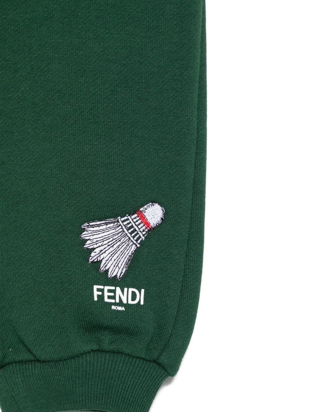 Pantaloni sportivi per neonato Fendi Kids verdi con ricamo volano - Rubino Kids