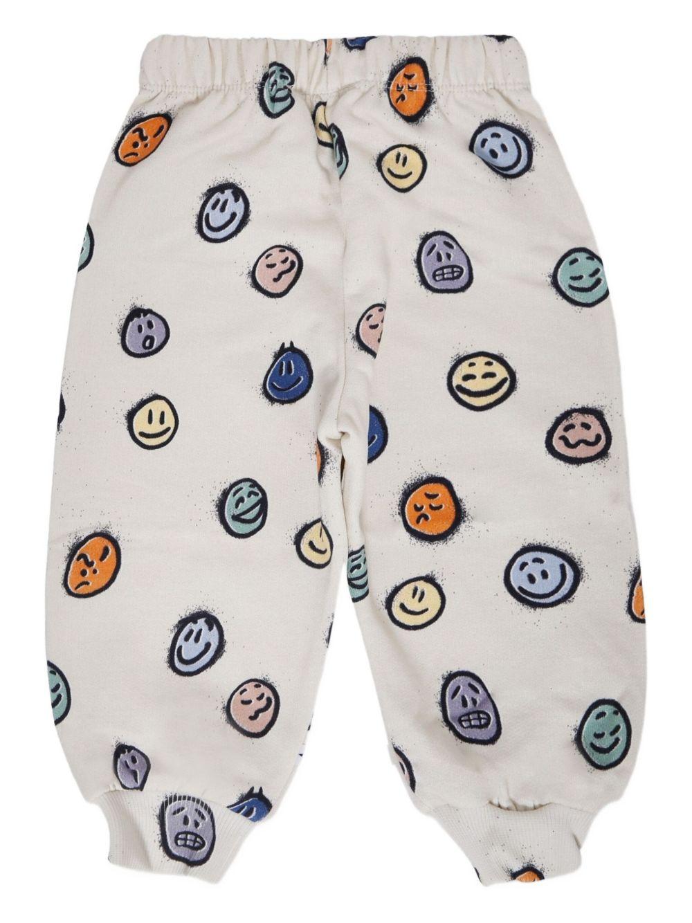 Pantaloni sportivi per neonato Molo grigi con stampa smiley all - over e orli a coste - Rubino Kids