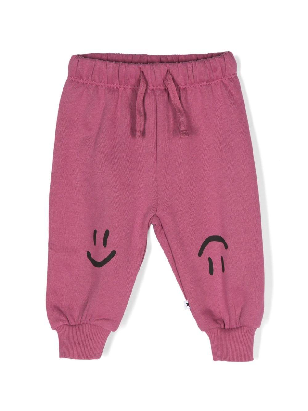 Pantaloni sportivi per neonato Molo Simeon rosa con stampa smiley - Rubino Kids