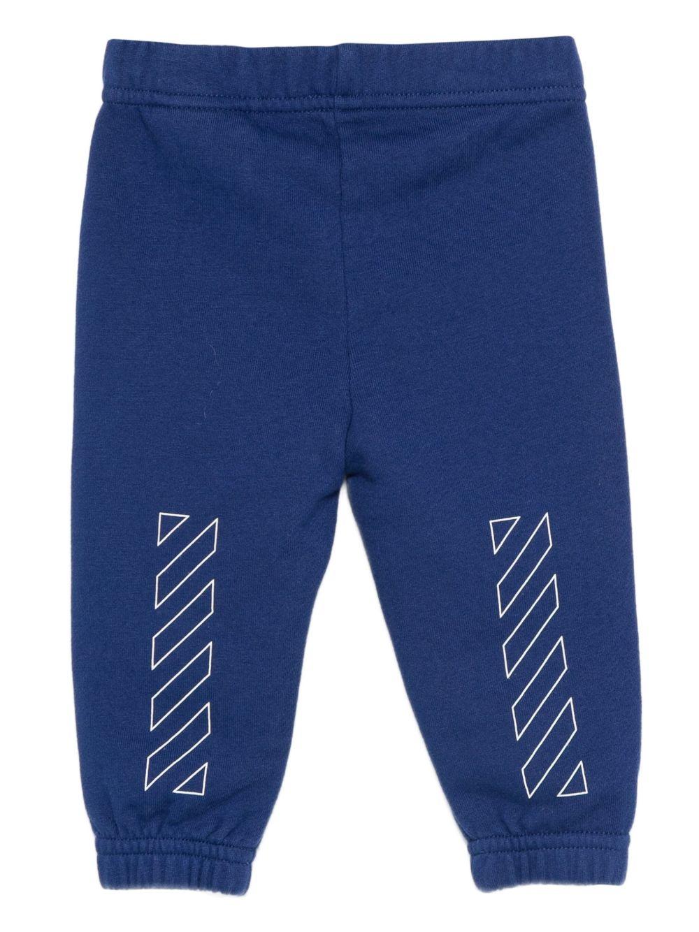 Pantaloni sportivi per neonato Off - White Kids blu con logo stampato e orli elasticizzati - Rubino Kids