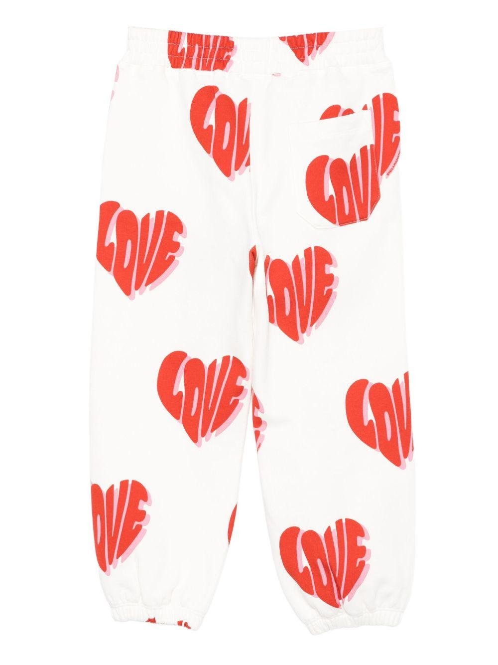 Pantaloni sportivi Stella McCartney Kids bianco con motivo a cuore - Rubino Kids