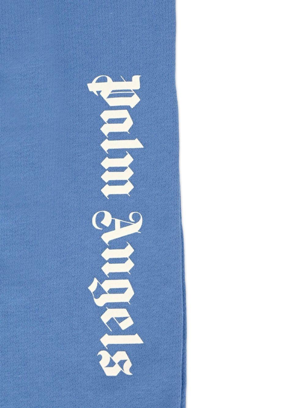 Pantaloni sportivo per bambino Palm Angels Kids azzurri con stampa logo - Rubino Kids