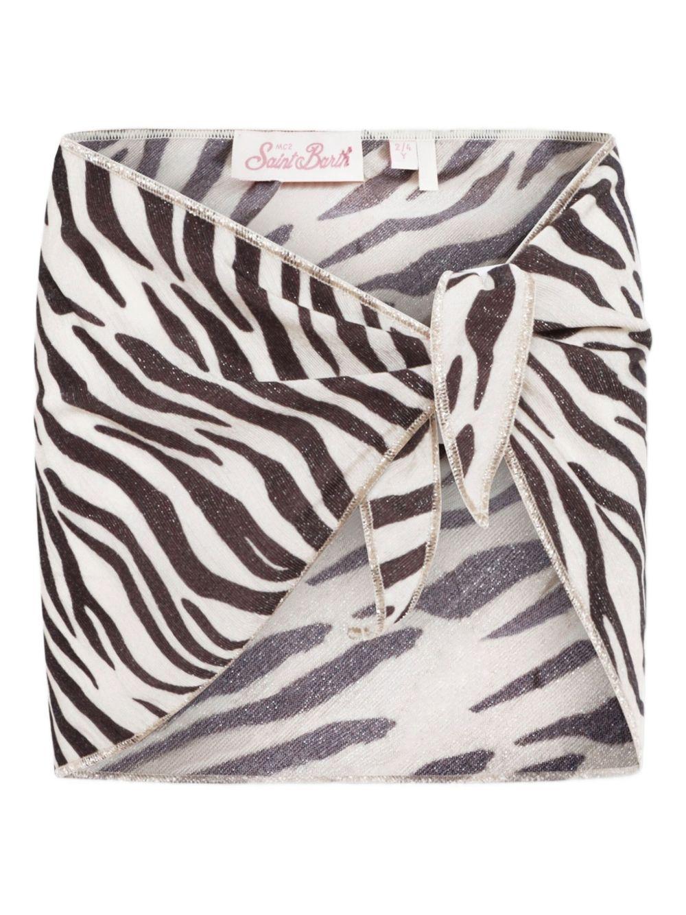 Pareo per bambina MC2 Saint Barth Kids bianco con stampa zebra - Rubino Kids