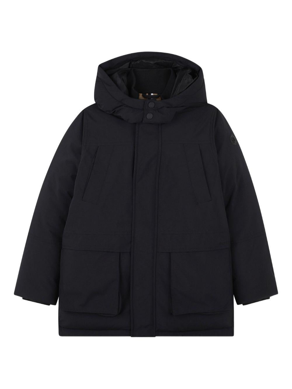 Parka imbottito per bambino BOSS Kids blu con cappuccio - Rubino Kids