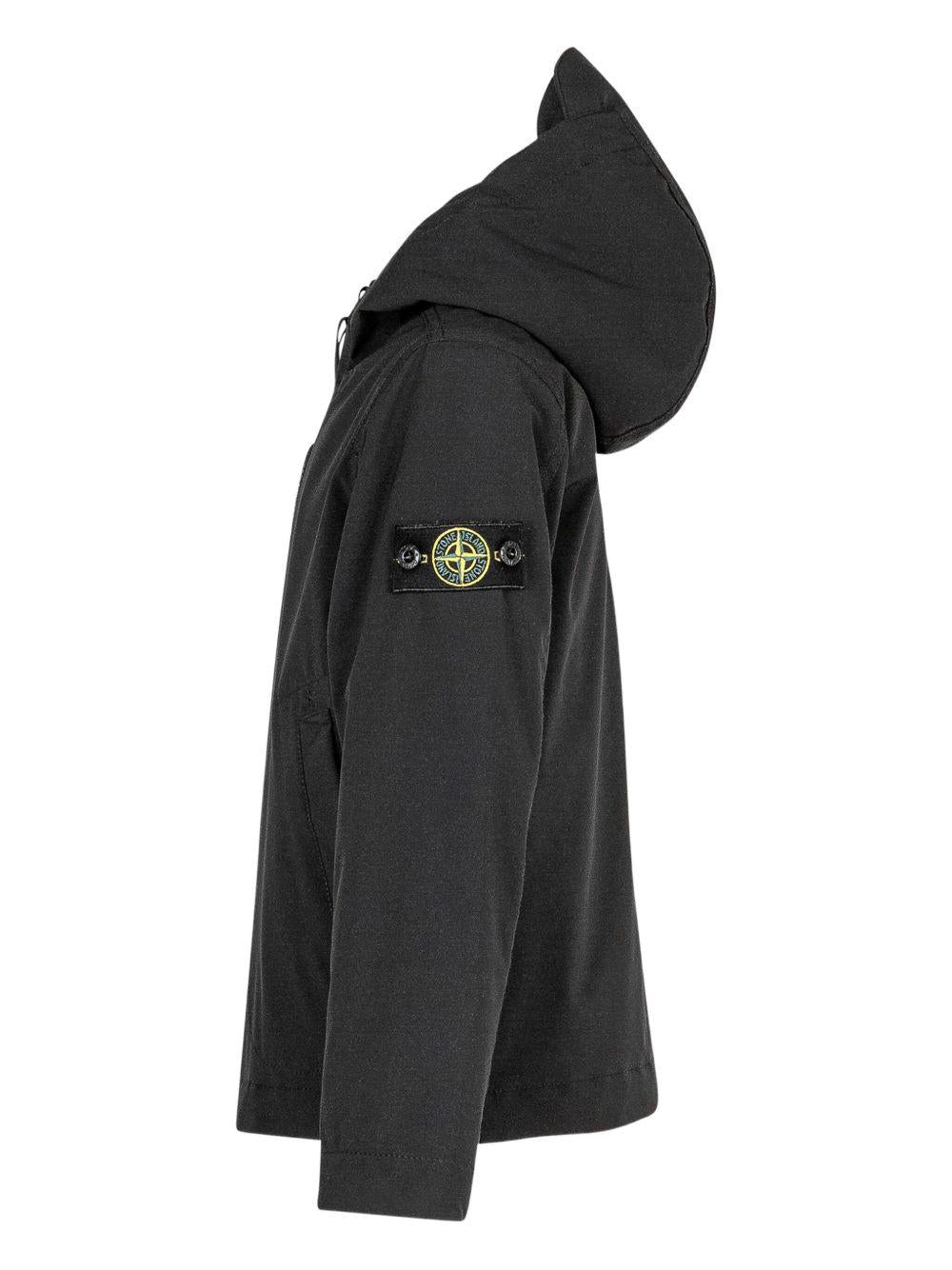 Parka per bambino Stone Island Junior nero con cappuccio - Rubino Kids