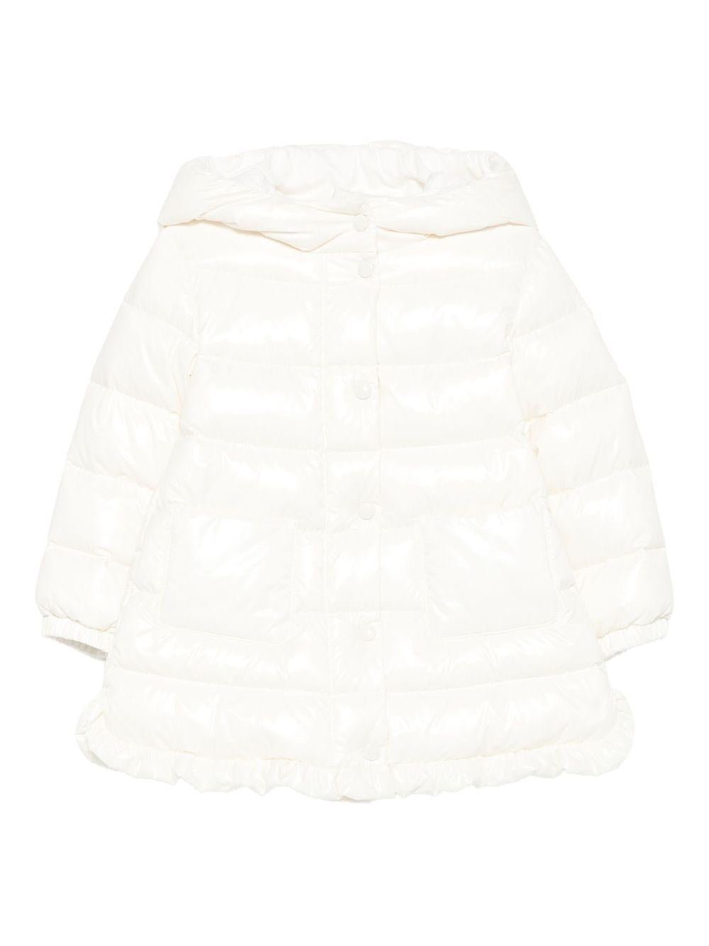 Parka per neonata Moncler Enfant bianco con ruches - Rubino Kids