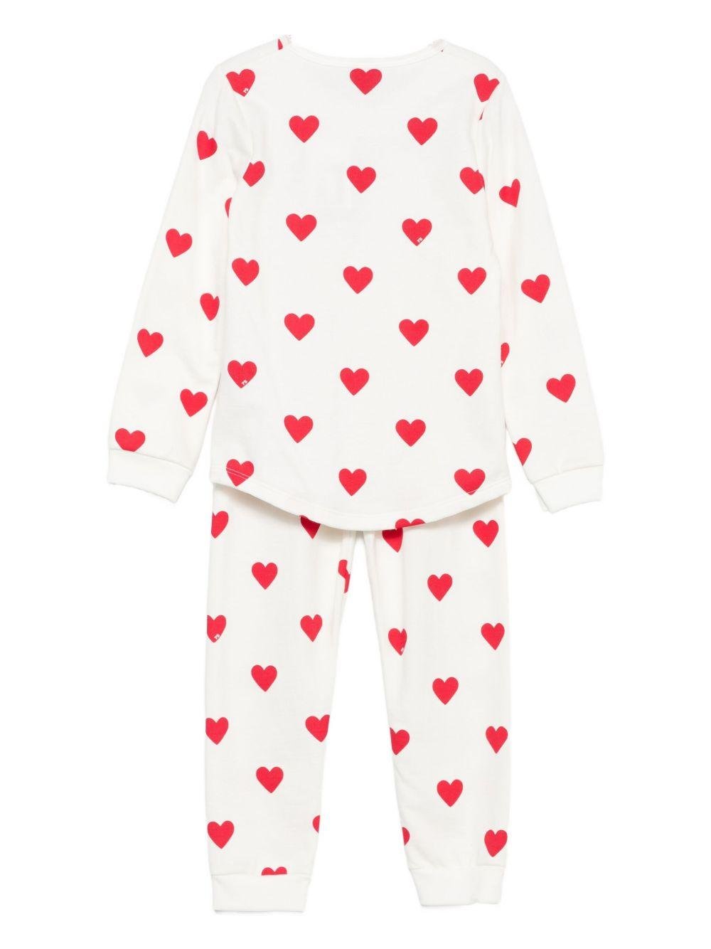 Pigiama per bambina Petit Bateau bianco con stampa a cuori - Rubino Kids