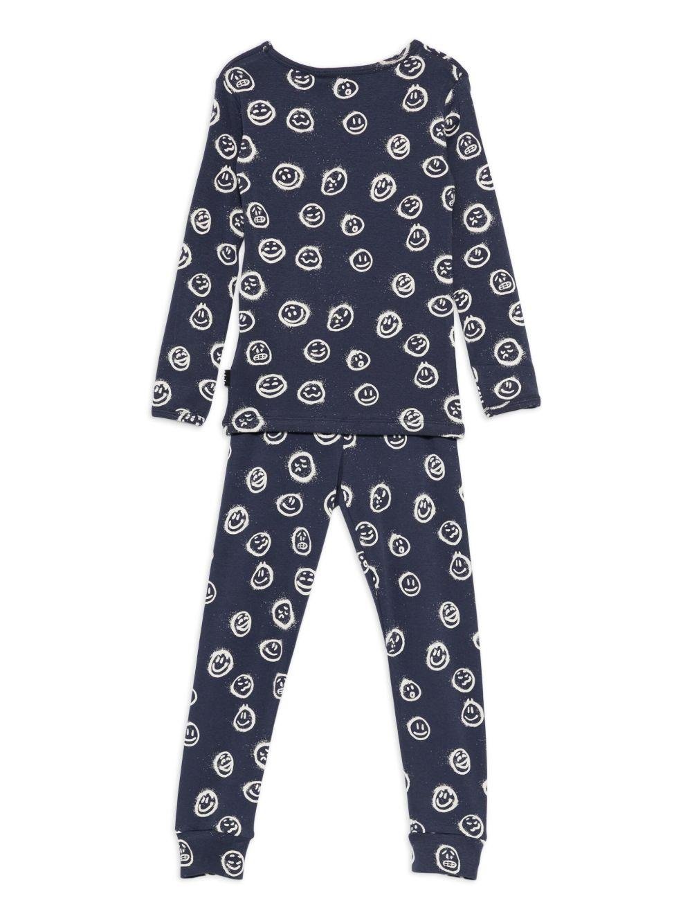 Pigiama per bambini Molo blu con stampa smiley - Rubino Kids