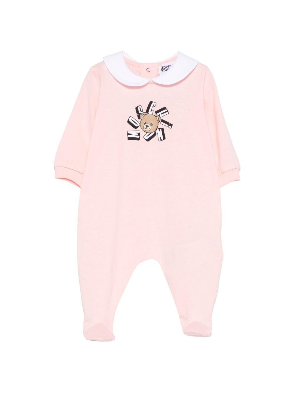 Pigiama per neonata Moschino Kids rosa con stampa grafica Teddy Bear - Rubino Kids