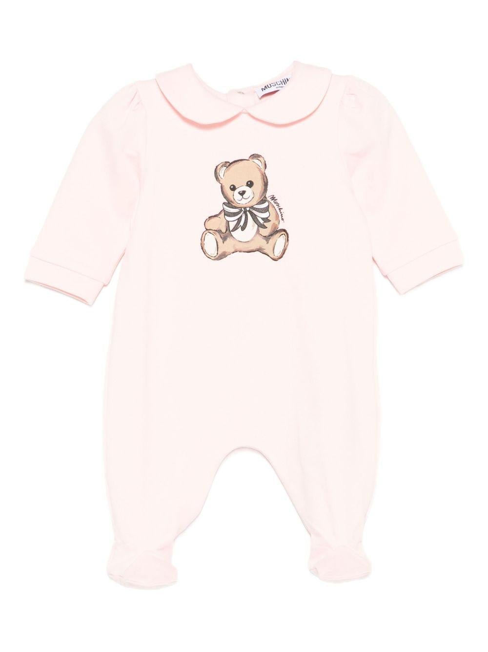 Pigiama per neonata Moschino Kids rosa con stampa orsetto - Rubino Kids