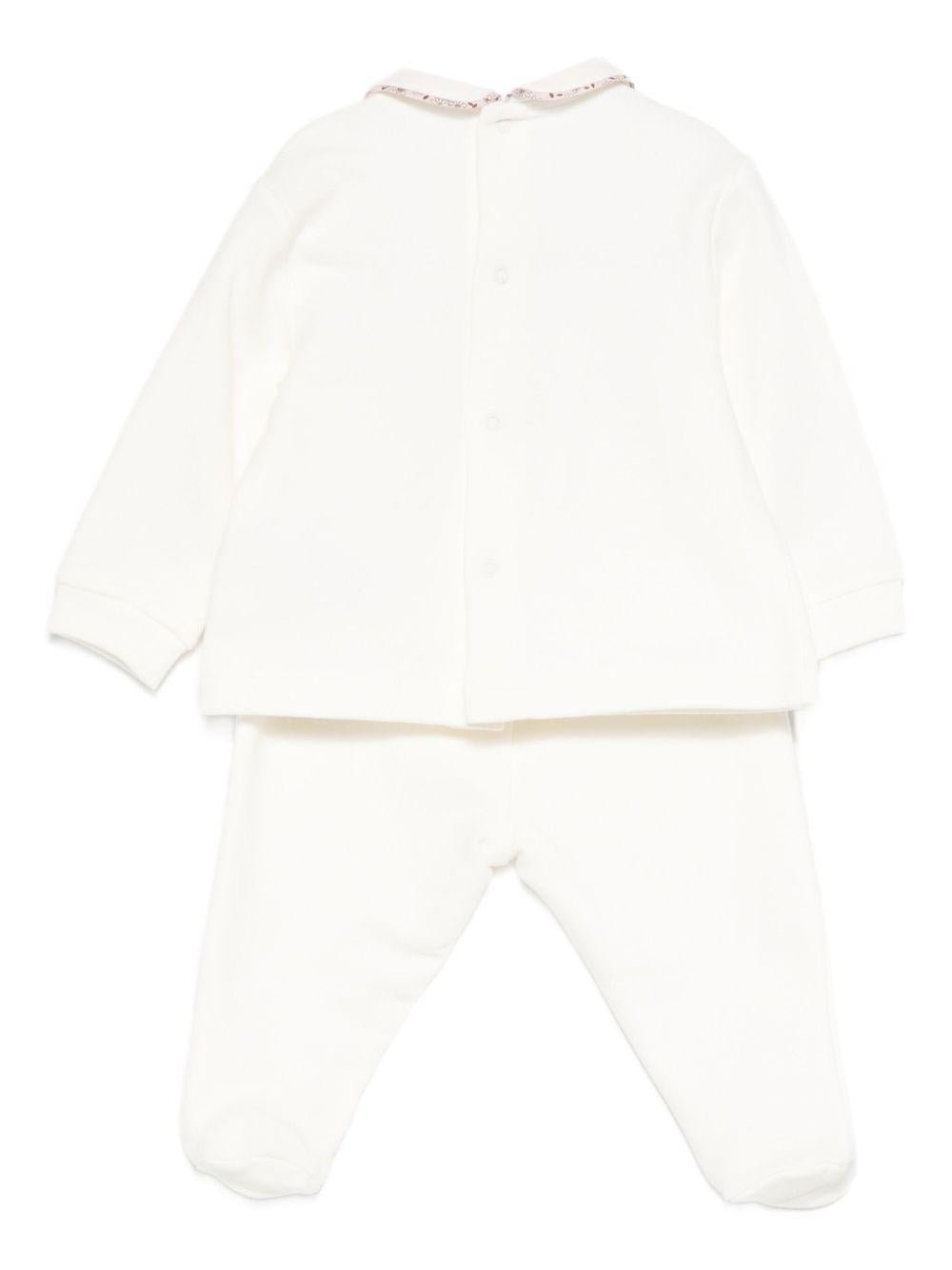 Pigiama per neonati Il Gufo bianco con ricamo animali sul davanti - Rubino Kids