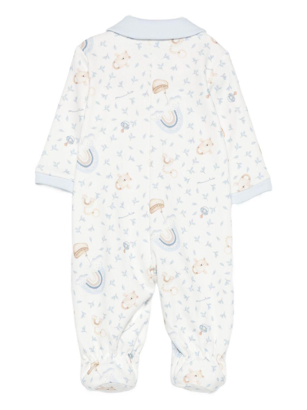 Pigiama per neonato Monnalisa bianco stampato con colletto alla Peter Pan - Rubino Kids