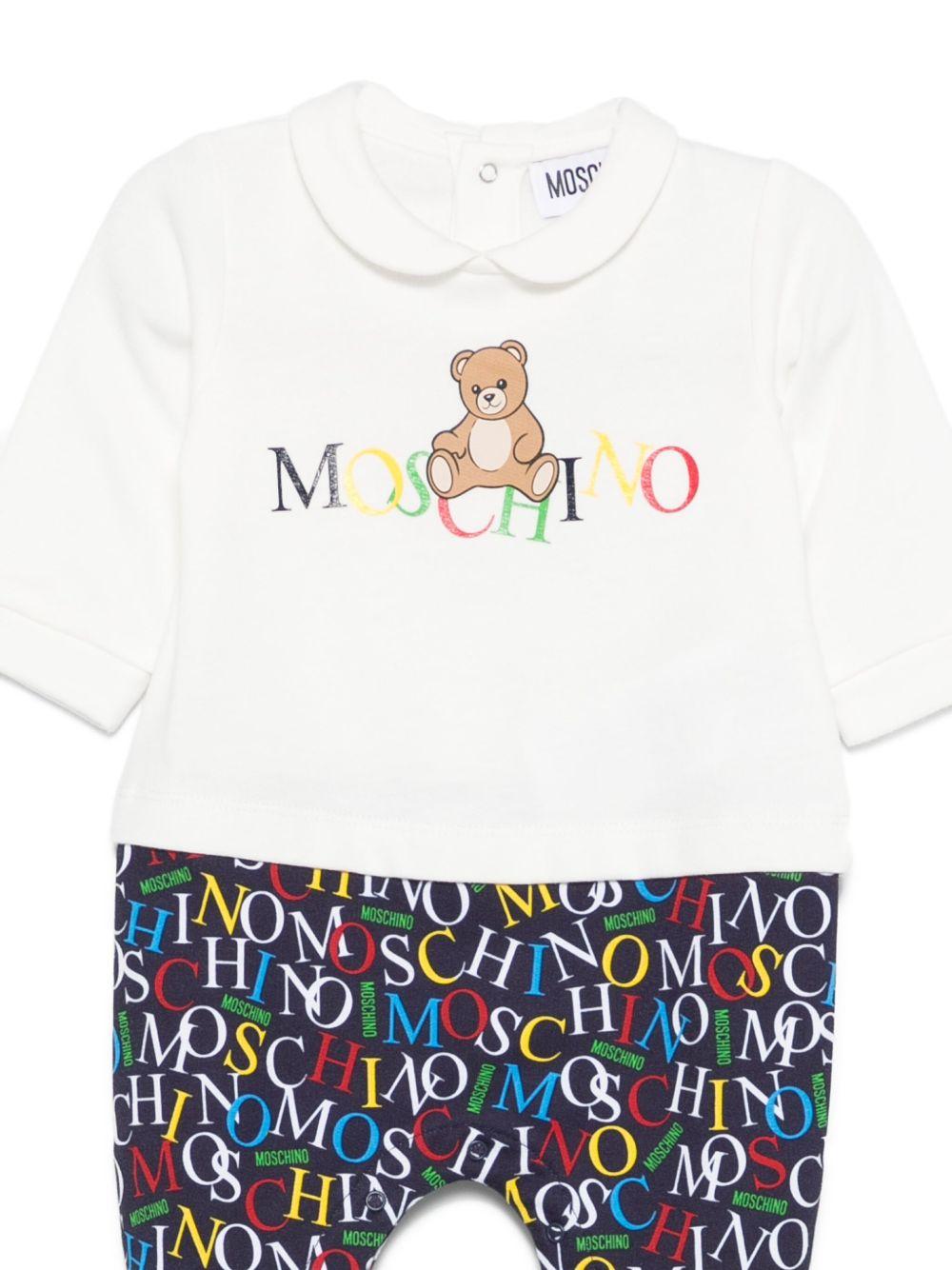 Pigiama per neonato Moschino Kids bianco con stampa Teddy - Rubino Kids
