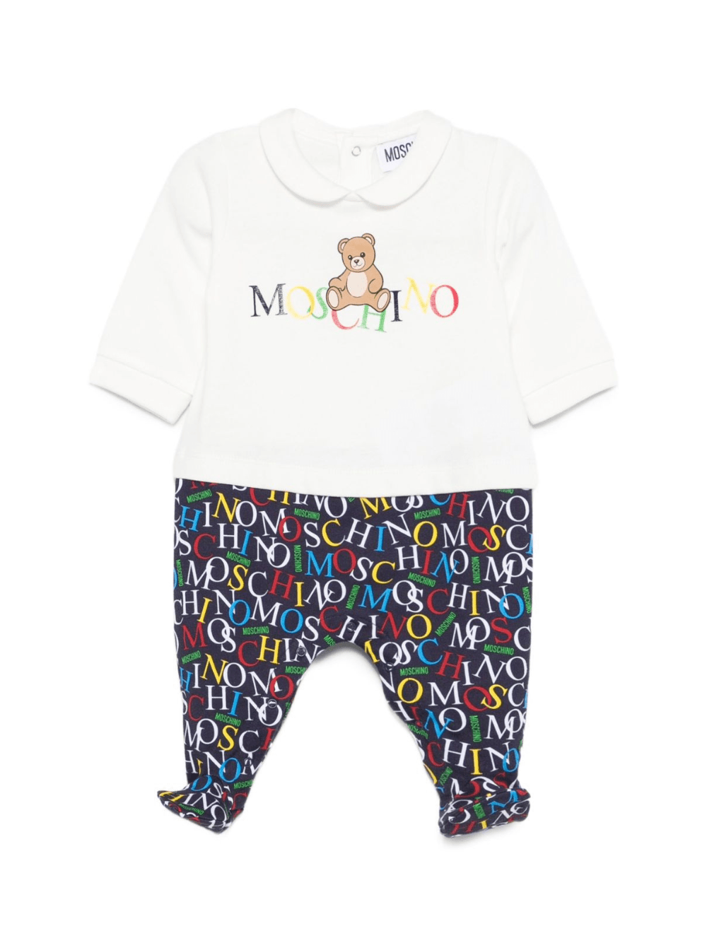 Pigiama per neonato Moschino Kids bianco con stampa Teddy - Rubino Kids