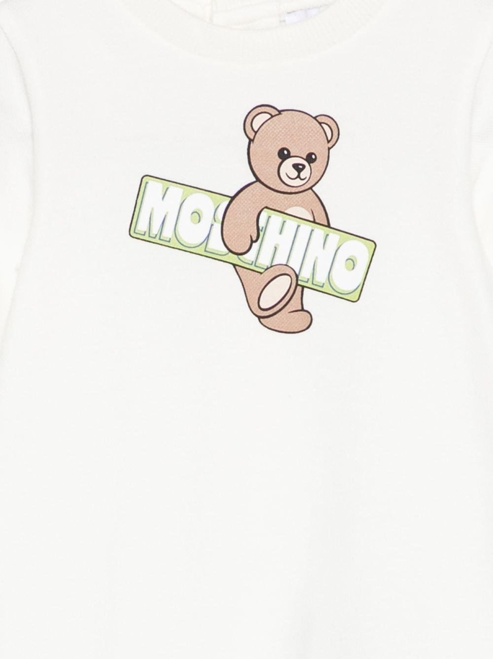Pigiama per neonato Moschino Kids bianco con stampa Teddy - Rubino Kids