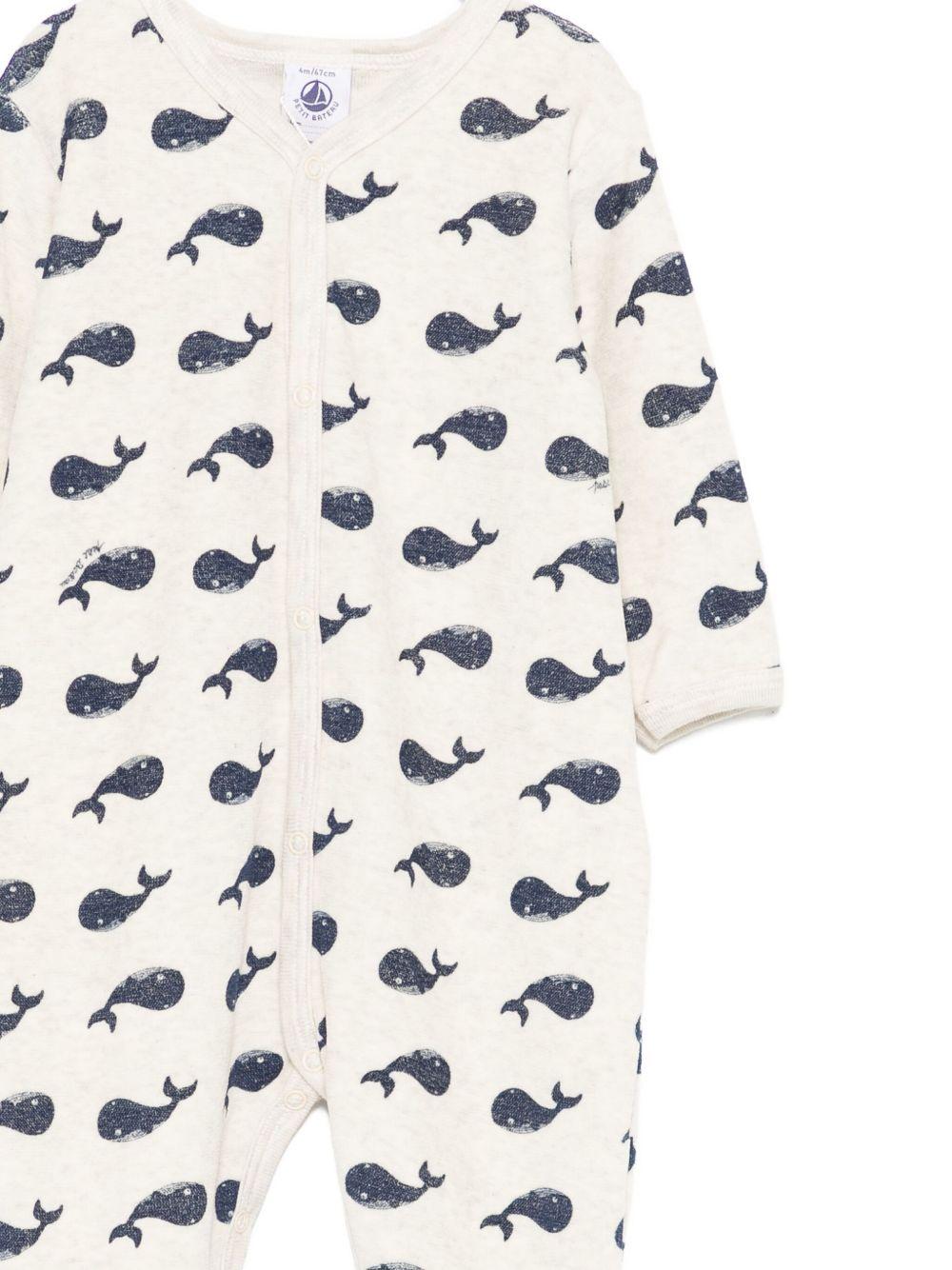 Pigiama per neonato Petit Bateau beige con stampa balena - Rubino Kids
