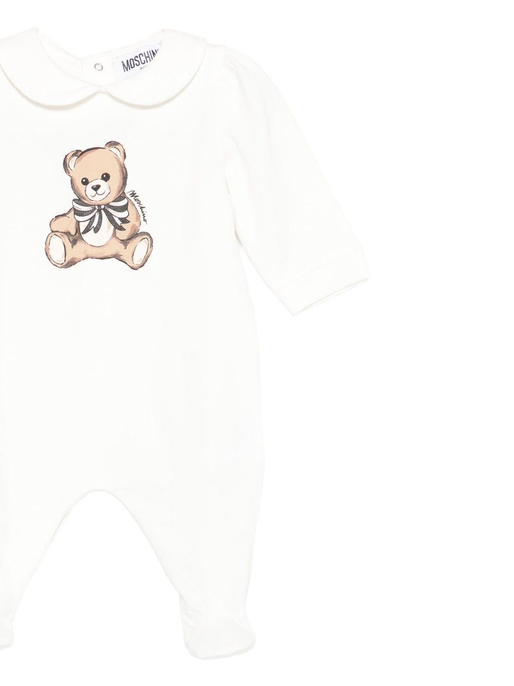 Pigiama Teddy per neonata Moschino Kids bianco con stampa - Rubino Kids