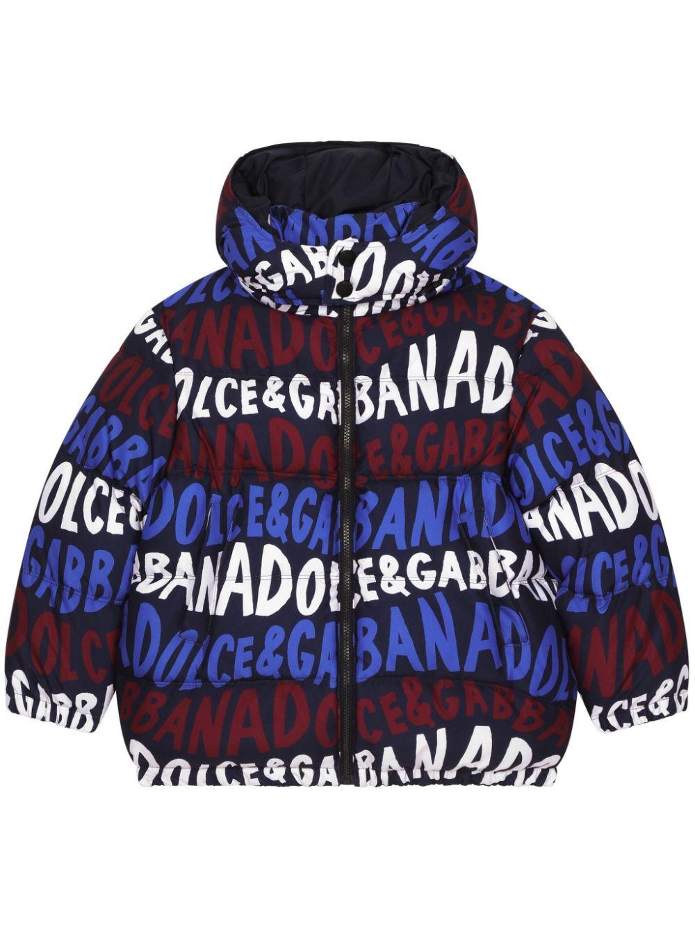 Piumino con stampa logo per bambino Dolce & Gabbana Kids multicolor - Rubino Kids