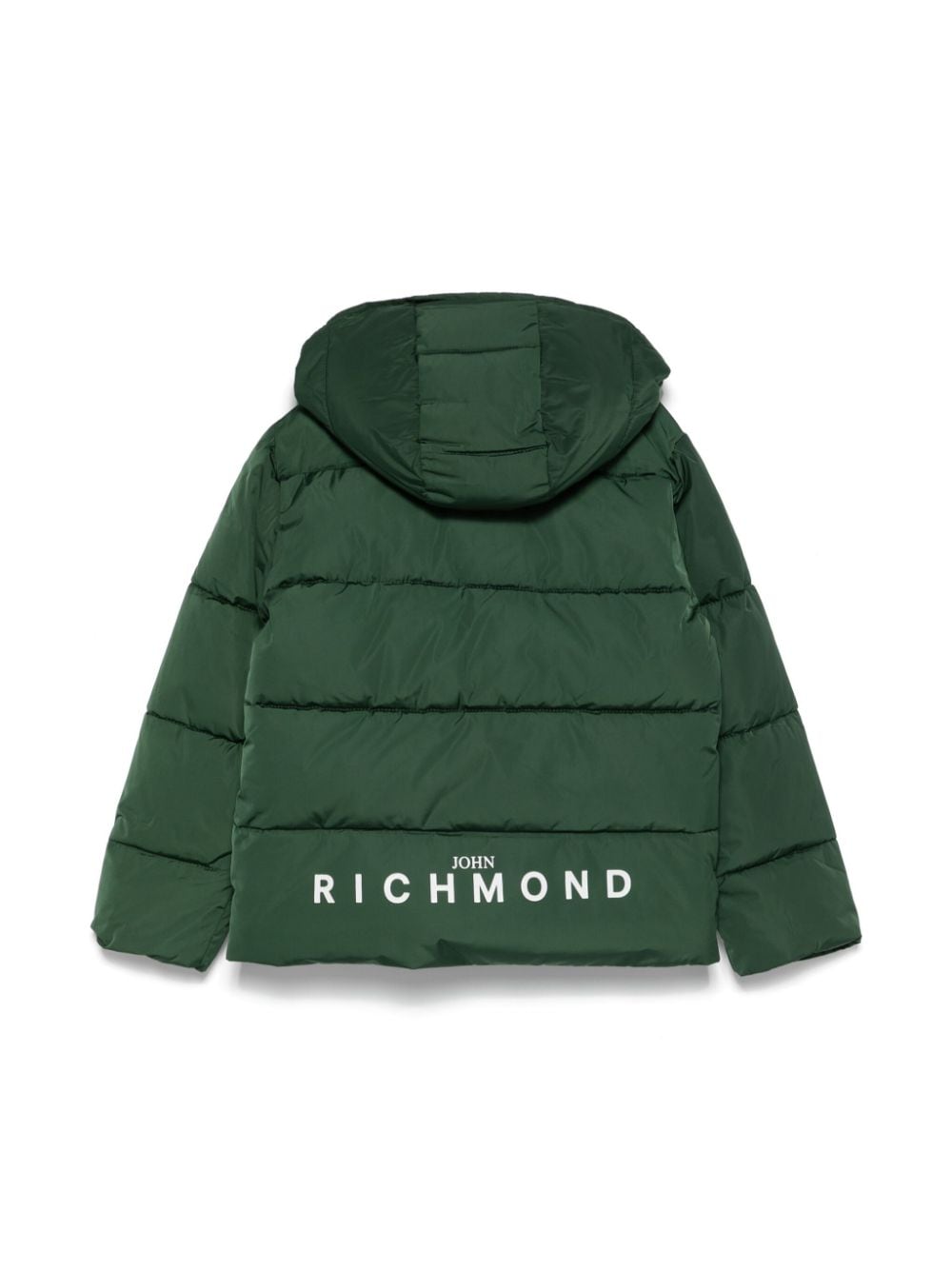 Piumino con stampa per ragazzino John Richmond Junior verde con cappuccio rimovibile - Rubino Kids
