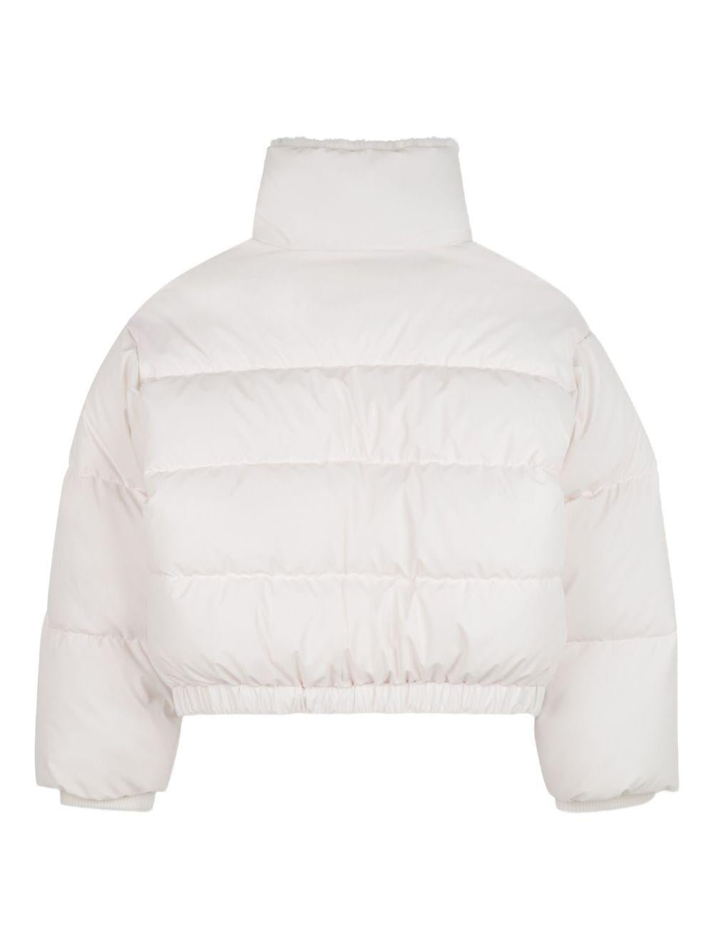 Piumino crop per bambina Billieblush bianco con logo a contrasto - Rubino Kids