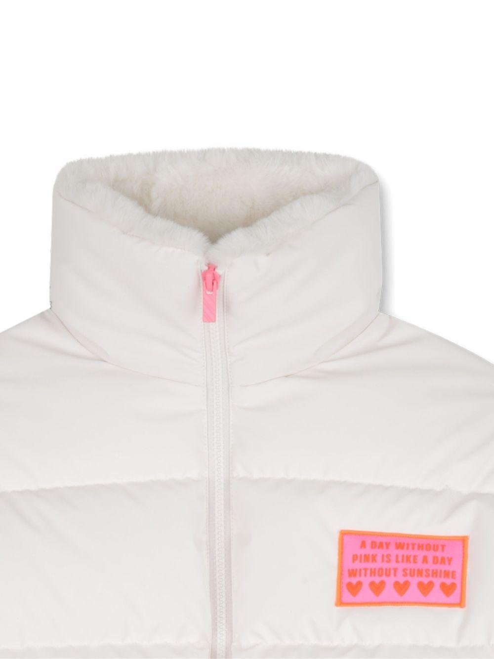 Piumino crop per bambina Billieblush bianco con logo a contrasto - Rubino Kids