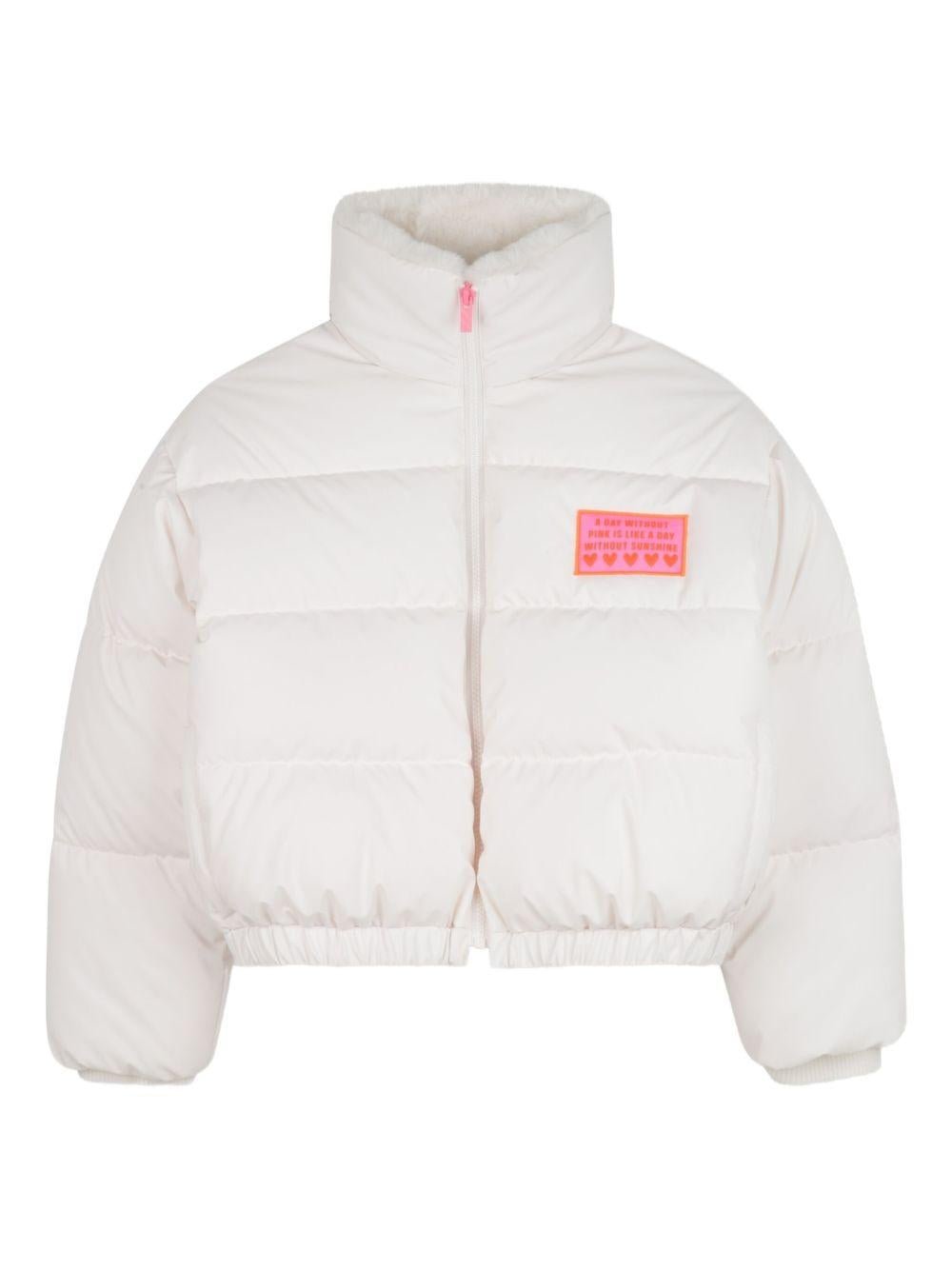 Piumino crop per bambina Billieblush bianco con logo a contrasto - Rubino Kids