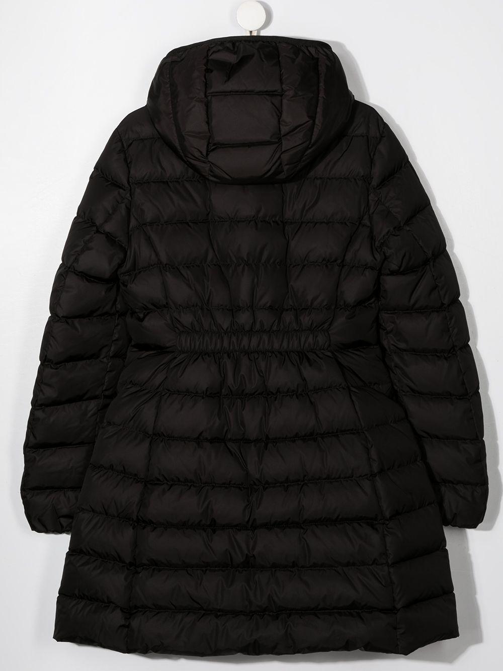 Piumino lungo per bambina Moncler Enfant nero con cappuccio - Rubino Kids
