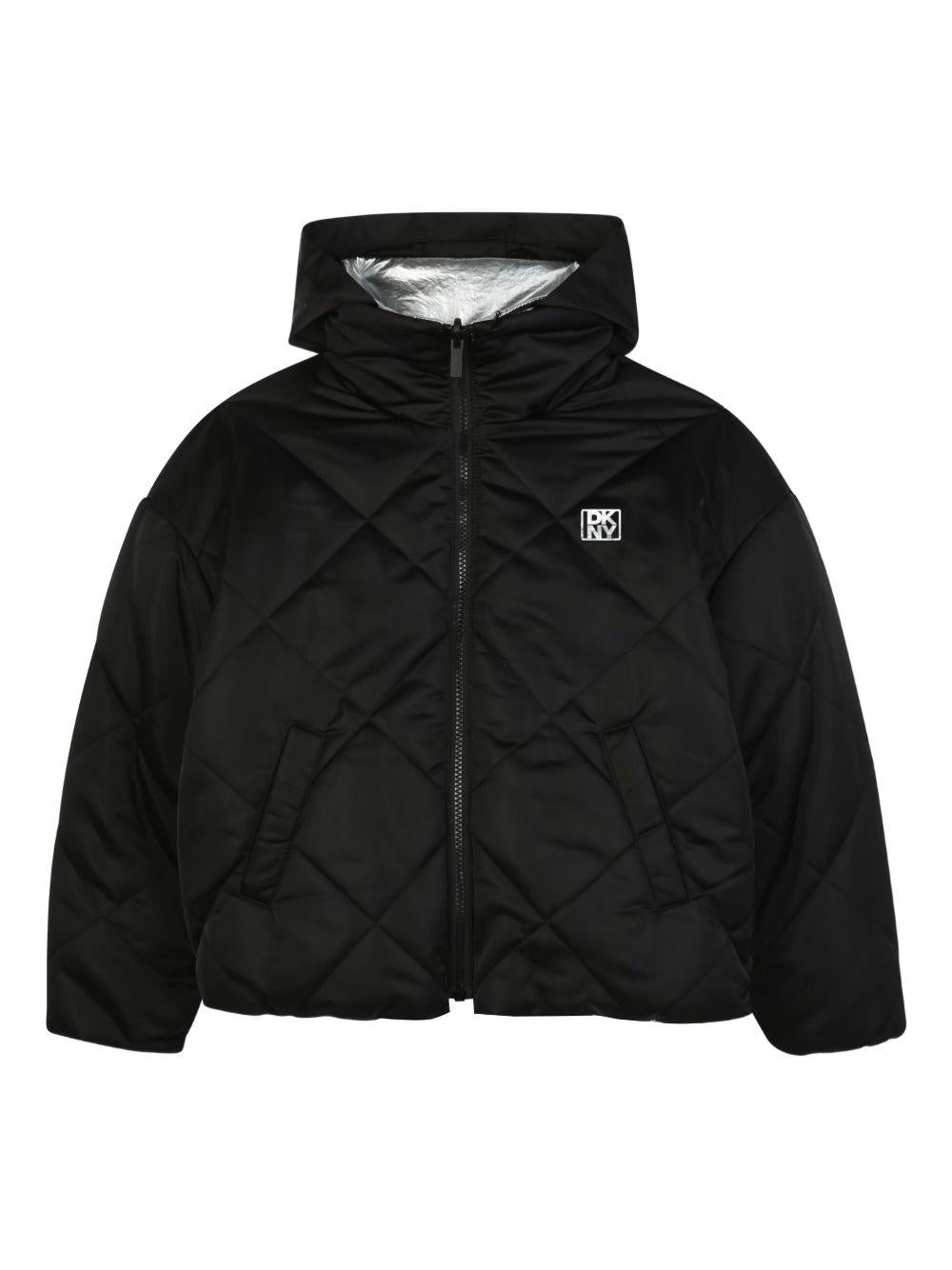 Piumino per bambina Dkny Kids nero con design trapuntato - Rubino Kids