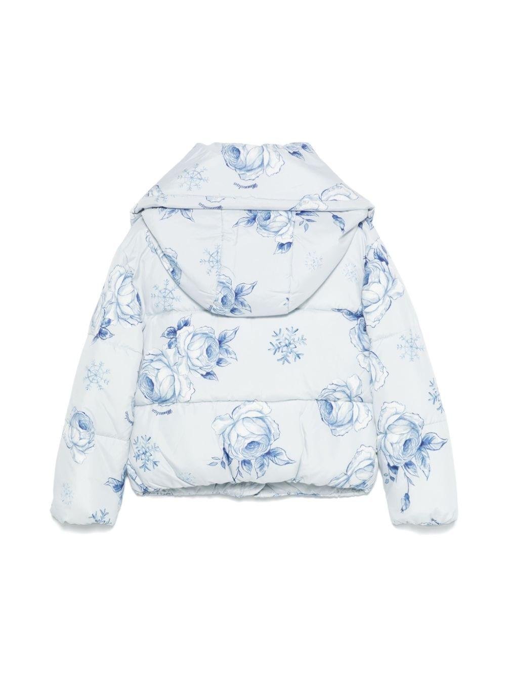 Piumino per bambina Monnalisa bianco con stampa floreale - Rubino Kids