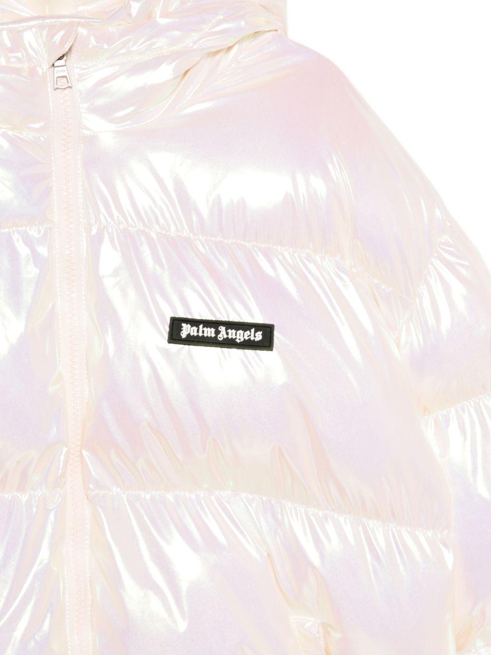 Piumino per bambina Palm Angels Kids rosa con effetto iridescente - Rubino Kids