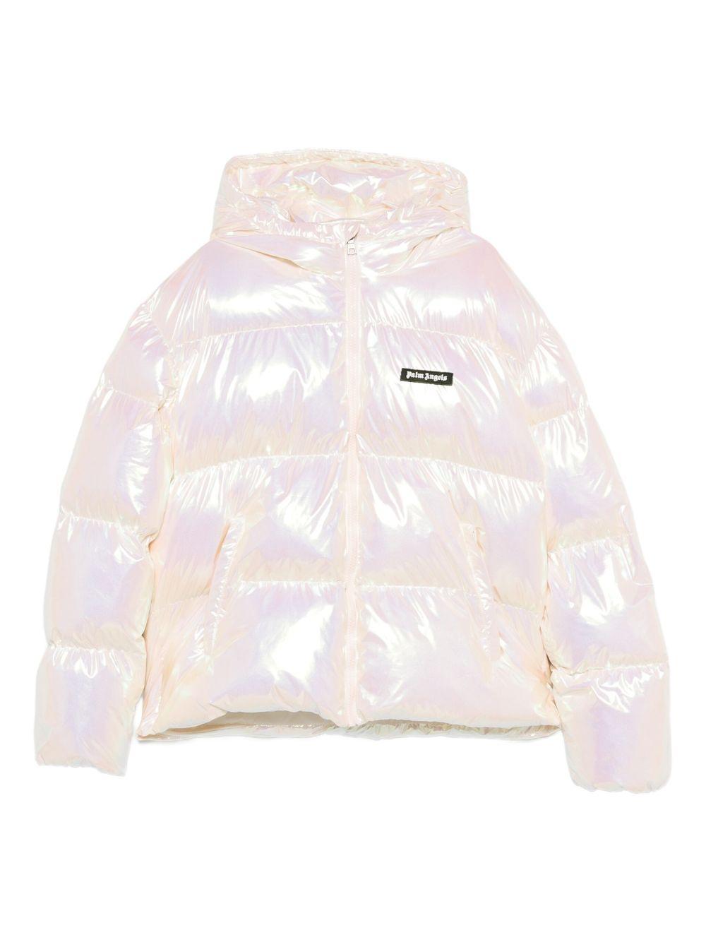 Piumino per bambina Palm Angels Kids rosa con effetto iridescente - Rubino Kids