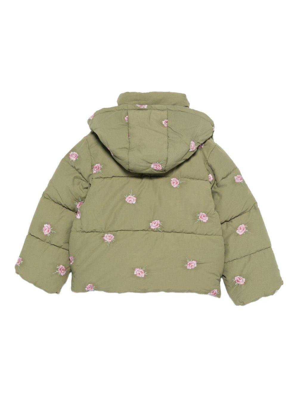 Piumino per bambina Stella McCartney Kids verde con ricamo con rose - Rubino Kids