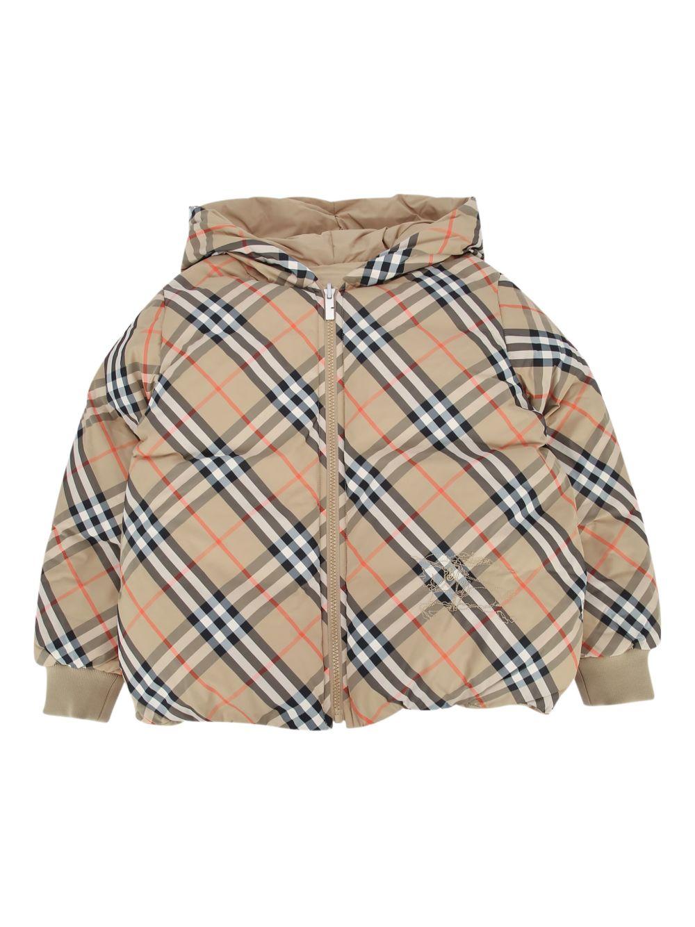 Piumino per bambino Burberry Kids beige con motivo a quadri - Rubino Kids
