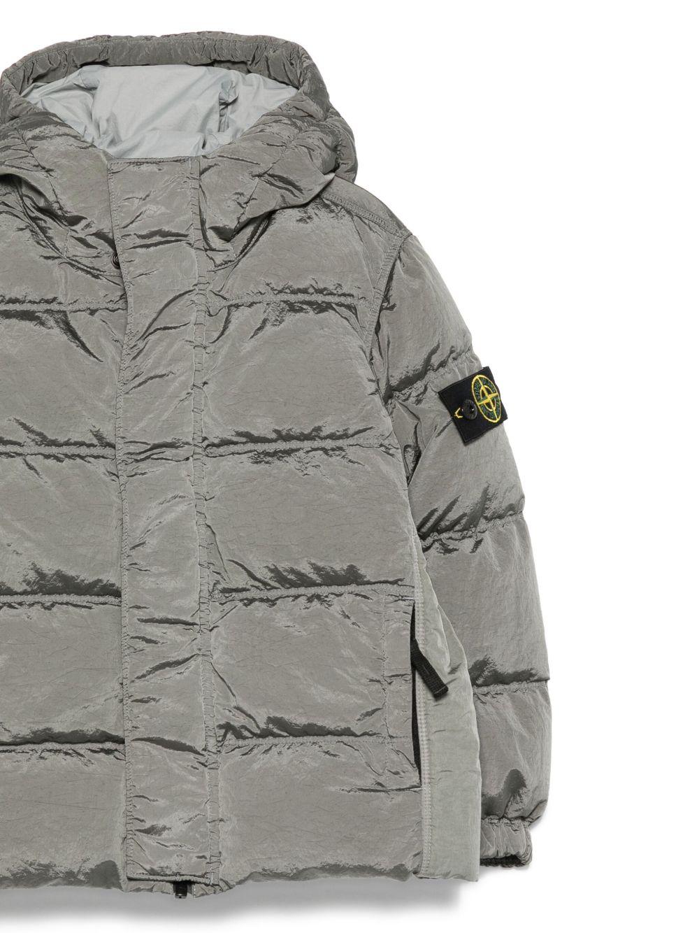 Piumino per bambino Stone Island Junior grigio con cappuccio - Rubino Kids